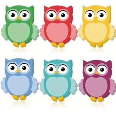 Imagem de 6 peças de notas adesivas de coruja fofa, blocos de notas autoadesivos para escritório, lembretes de casa que o professor deve ter, 30 folhas por bloco, blocos de notas de mesa multicoloridos