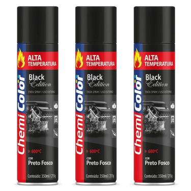 Imagem de Kit 03 Tintas Spray 350ml Alta Temperatura Interno e Externo Secagem Rápida - Chemicolor