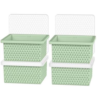 Imagem de Bandeja de silicone para freezer com tampa - moldes empilháveis para recipientes para congelador de sopa, bandejas de cubos de gelo para controle perfeito de porção, armazenamento de alimentos e