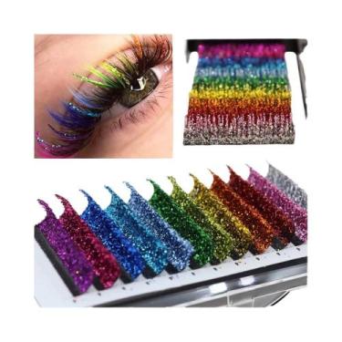 Imagem de Cílios Postiços Individuais Coloridos Com Glitter Cristal Brilhante Vo