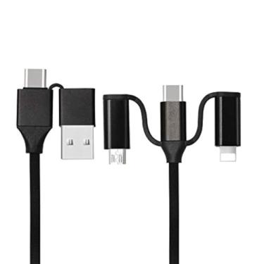 Imagem de 7PETAL Cabo carregador de sincronização rápida 5 em 1 multifuncional, intercambiável 2 em 1 USB A/C para cabo Lightn/Tipo C/Micro USB 3 em 1 compatível com celular