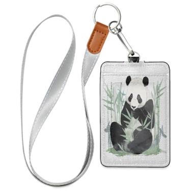 Imagem de Wassud Cordões de couro PU Panda para crachás de identificação, porta-chaves, porta-crachás, cartões de crédito para escritórios, funcionários, estudantes, funcionários