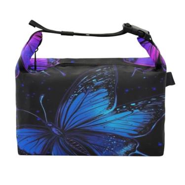 Imagem de STAYTOP Linda lancheira de borboleta azul com fivela de alça, lancheira isolada para meninos e meninas, lancheira térmica para trabalho escolar