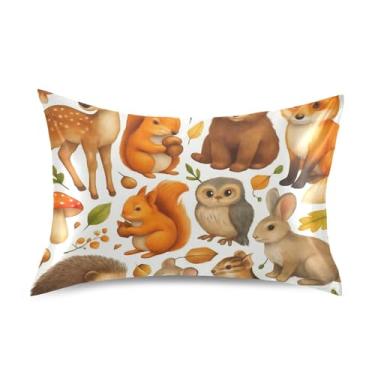 Imagem de Fronhas engraçadas fofas animais da floresta veado padrão king queen fronha de cetim refrescante para cama de casa sofá floral king size 101,6 cm x 50,8 cm
