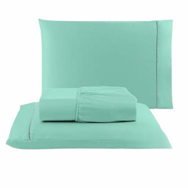 Imagem de Kit Lençol Cama Casal Queen King Solteiro 03 Peças (2, VERDE, KING)
