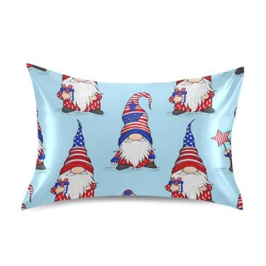 Imagem de King Queen Travesseiros Padrão Slips Gnomos Fofos Feriado Azul Desenhos Animados Cetim Fronhas Engraçadas Personalizadas Refrigeração Macia Fronha de Cama King Size 101.6 cm x 50.8 cm