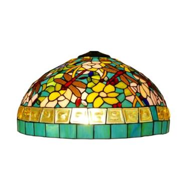 Imagem de Cúpula de reposição Tiffany de 45 cm (18 polegadas) em vitral com libélula, estilo vintage, para abajur de mesa, luminária de chão, pendente ou luminária de cabeceira/leitura.
