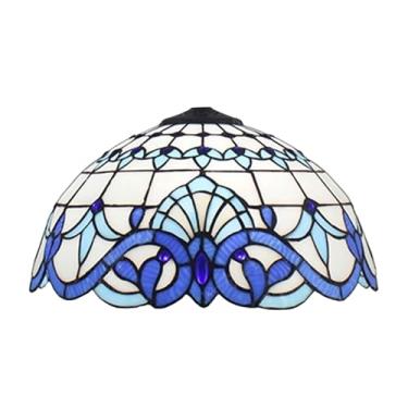 Imagem de Cúpula de reposição para abajur Tiffany, com apenas 40 cm de largura, estilo barroco, em vitral, ideal para luminárias de cabeceira, de leitura, pendentes, de mesa e de chão, na cor branca.