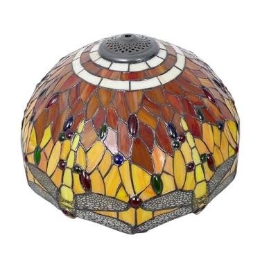 Imagem de Abajur Tiffany estilo libélula, feito à mão em vitral, 40 cm de largura, estilo vintage, para luminária de mesa ou de chão. Ideal para decoração de quarto, sala de estar e escritório.