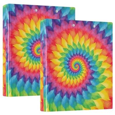 Imagem de Fichários espirais arco-íris personalizados, 3 polegadas, 3 anéis, 200 folhas, caderno, fichário de receita de anel redondo, 31,5 x 27 x 6 cm, 1 pacote