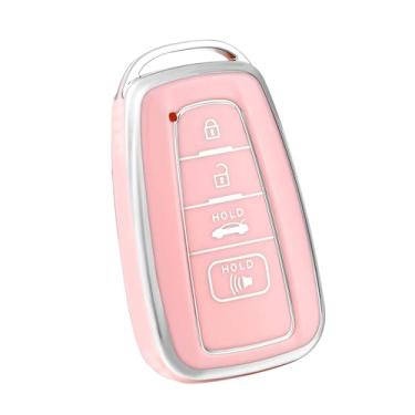 Imagem de OFF WE GO Capa para chave Toyota Key Fob, capa de proteção TPU macia para chave inteligente Camry RAV4 Highlander Avalon C-HR Prius Corolla GT86 2018-2022 (rosa)