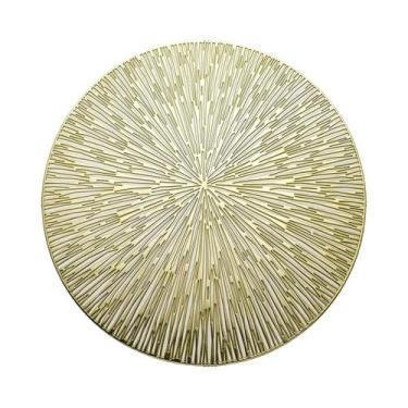 Imagem de Conjunto De 4 Sousplat De PVC Dourado Em Forma De Folha, Almofadas Iso