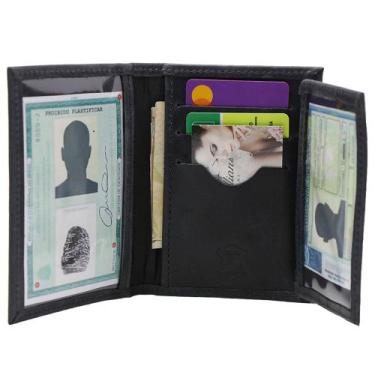 Imagem de Carteira Masculina Porta Rg Porta Cnh Porta Cartões Em Couro Preto - J