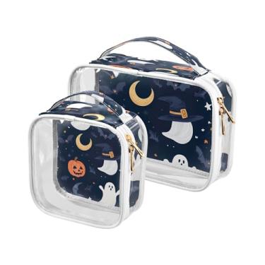 Imagem de xigua Linda bolsa de maquiagem de desenho animado de Halloween para mulheres, bolsa de cosméticos de viagem, bolsa de higiene portátil à prova d'água para viagens, férias, organização de banheiro