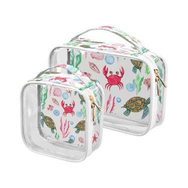 Imagem de xigua Bolsa de maquiagem de tartarugas em aquarela para mulheres, bolsa de cosméticos de viagem, bolsa de higiene portátil à prova d'água para viagens, férias, organização de banheiro