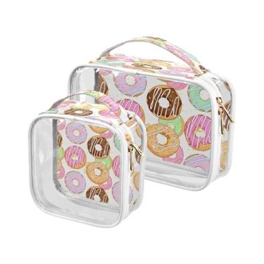 Imagem de xigua Bolsa de maquiagem colorida donuts para mulheres, bolsa de cosméticos de viagem, bolsa de higiene portátil à prova d'água para viagens, férias, organização de banheiro