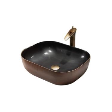 Imagem de Vessel Vanity Sink Varanda Criativa Retro Leve Luxuosa Pia de Banheiro Interior e Exterior Cerâmica Acima do Balcão Bancada Moderna
