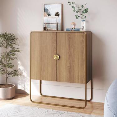 Imagem de Balcão Buffet Orgânico 90cm 2 Portas Pé Metal Luna Móvel na Caixa - Mv