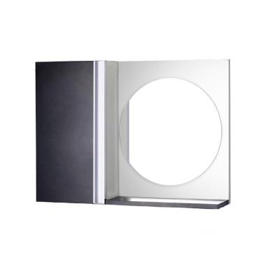 Imagem de Armário Banheiro com Espelho Redondo Preto e Branco Barra