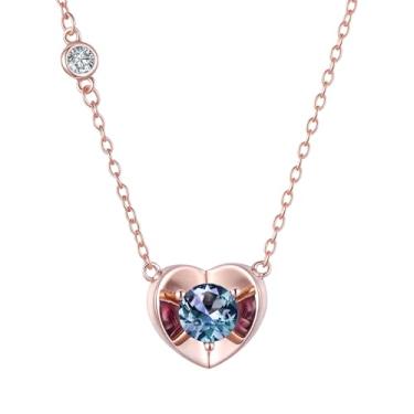 Imagem de Eesphy Colar Penadant Feminino Banhado a Ouro 18 K com Mudança de Cor Alexandrita e Zircões Solitário, Joias Elegantes Presentes para Mulheres, Banhado a ouro, Alexandrita