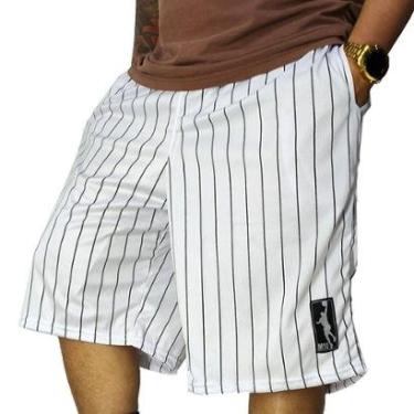 Imagem de Bermuda Basquete M10 Classic Listrada Aero Dry Branco Preto-Masculino
