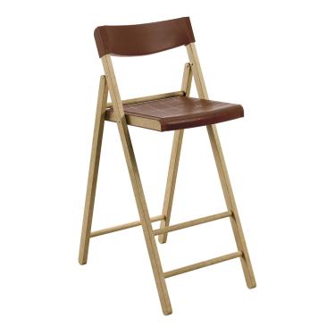 Imagem de Banqueta Dobrável Alta com Encosto Tramontina Potenza Marrom Madeira Tauari Natural