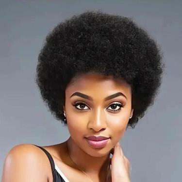 Imagem de Peruca De Cabelo Humano Brasileiro Afro Kinky Curly Para Mulheres Negr