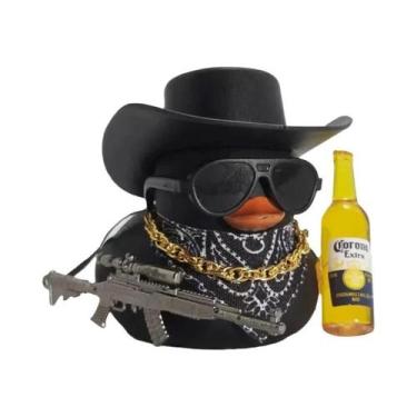 Imagem de Pato De Borracha Da Sorte Com Chapéu De Cowboy E Cerveja, Enfeite Para