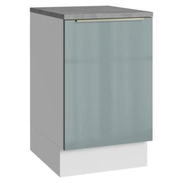 Imagem de Balcão De Cozinha 50 Cm 1 Porta Branco/cinza Lux Madesa Branco/cinza