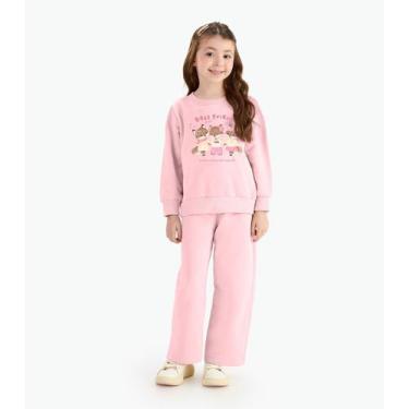Imagem de Conjunto Blusão Com Calça Feminina Rovi Kids Rosa, 10, Rosa