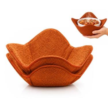 Imagem de Conjunto de 2 almofadas quentes de pano para microondas com cor marrom - Suportes de prato multiusos resistentes ao calor de 17,78 cm x 10,2 cm - Suporte de panela para micro-ondas para alimentos