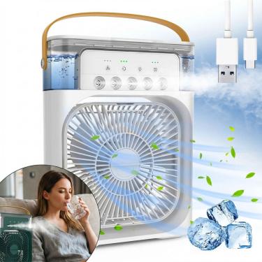 Imagem de Mini Ventilador Portátil Climatizador Ar Condicionado De Mesa Suporte Água Gelo Umidificador Usb