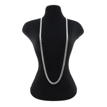 Imagem de Corrente Masculina 70Cm 5Mm Largura Folheada Prata Cr864