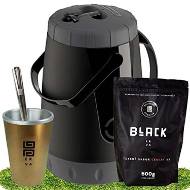 Imagem de Kit Tereré Black Erva Garrafa 2,5L Cuia E Erva Cereja Ice