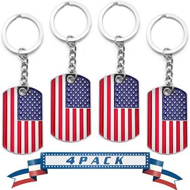 Imagem de Chaveiros oficiais da bandeira americana - chaveiros de metal acabamento liso - chaveiro com bandeira patriótica dos EUA - presentes de lembrança - conjunto de 4, Azul, XP