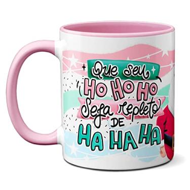 Imagem de Caneca Feliz Natal Ho-Ho-Ho Repleto De Ha-Ha-Ha Presente (Rosa)