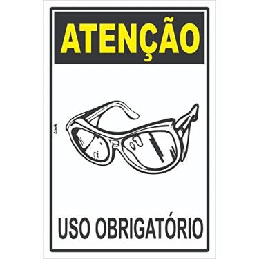 Imagem de Placa Atenção EPI Uso Obrigatório de Óculos de Proteção 20X30CM