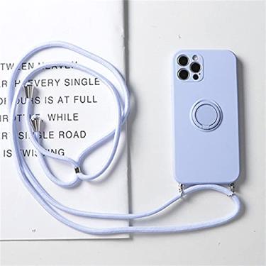 Imagem de Capa de alça com suporte de anel para iPhone 13 12 Pro Mini XS Max XR X SE 2020 7 8 Plus 11 Pro Crossbody Cordão Cordão Capa magnética em TPU, Azul Roxo, Para iPhone 13