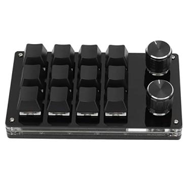 Imagem de Ejoyous Mini teclado de 12 teclas, teclado mecânico para jogos com uma mão, teclado macro programável de atalho multifuncional com botão para Vista Macos (preto)