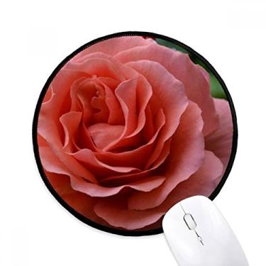 Imagem de Mouse pad com folhas verdes rosas rosas rosas para escritório tapete redondo para computador