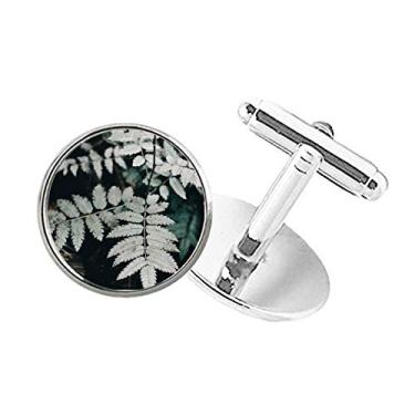 Imagem de DIYthinker Abotoaduras para fotografia de folhas, imagem natural, botão redondo, clipe para punho