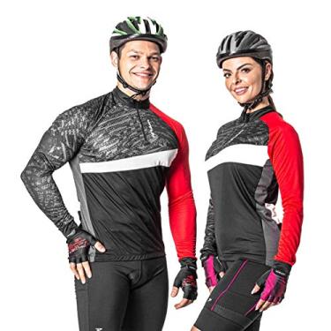 Imagem de Camisa Ciclismo Manga Longa Preto Vermelho Frost Poker