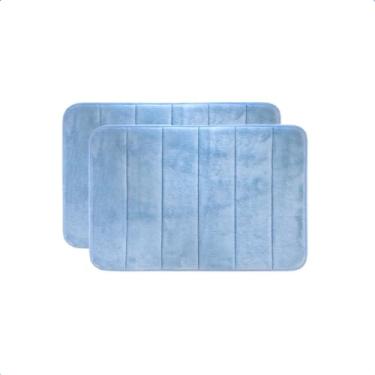 Imagem de Kit 2 Tapetes de Banheiro Camesa Super Soft Antiderrapante Azul 60x40cm