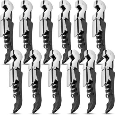 Imagem de cssopenss 12 peças chave de vinho abridor de vinho saca-rolhas profissional garçom abridor de garrafa de aço inoxidável chave de corte de folha serrilhada dobrável para família, festa da empresa,