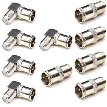 Imagem de ANHAN Conectores F Push on, adaptadores F fêmea para macho de ângulo reto F Conector coaxial de conexão rápida para TV montada na parede, placa de parede, gabinete, TV RV e conexão de cabo coaxial, 10