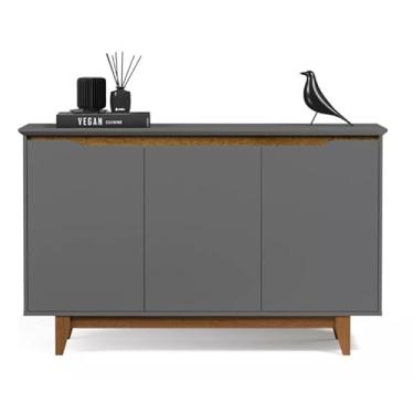 Imagem de Aparador Buffet Armário 3 Portas Versátil Cores - Rede M (Cinza/Freijó)