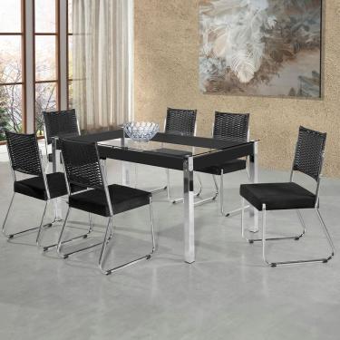Imagem de Mesa de Jantar Aço Nobre Claudia com Tampo Kanon e 6 Cadeiras
