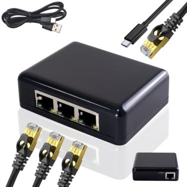 Imagem de Danfetsoy Cabo adaptador divisor Ethernet 1 a 3, RJ45 1 macho para 3×fêmea LAN Ethernet Splitter, adequado para Super Cat5, Cat5e, Cat6, Cat7, etc. Adaptador conector LAN Ethernet