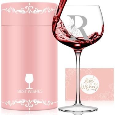 Imagem de Presentes para mulheres, amigos, mãe, esposa, ela, monograma, presente de taça de vinho personalizado A-Z, presentes personalizados para mulheres, aniversário, Natal, dia das mães, presentes de dia