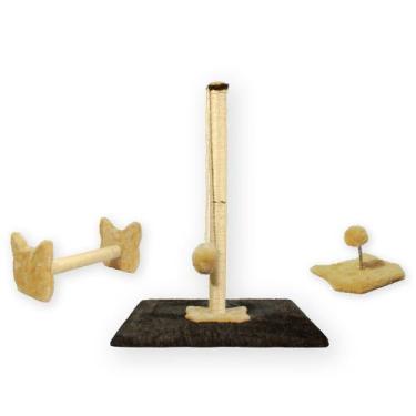 Imagem de Arranhador Para Gatos Sisal Poste G com Bola Pelúcia Brinquedo Cara de